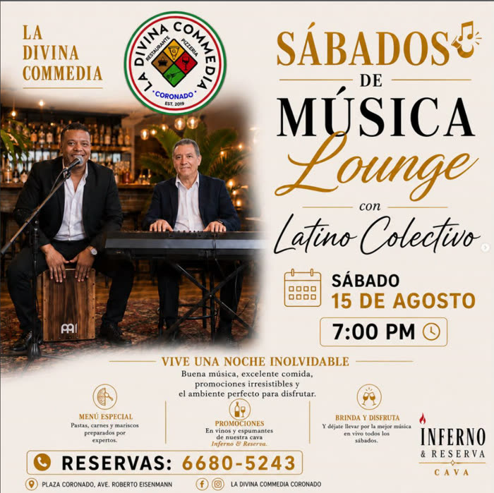 Flyer real: Sábados de Música Lounge con Latino Colectivo en La Divina Commedia Coronado